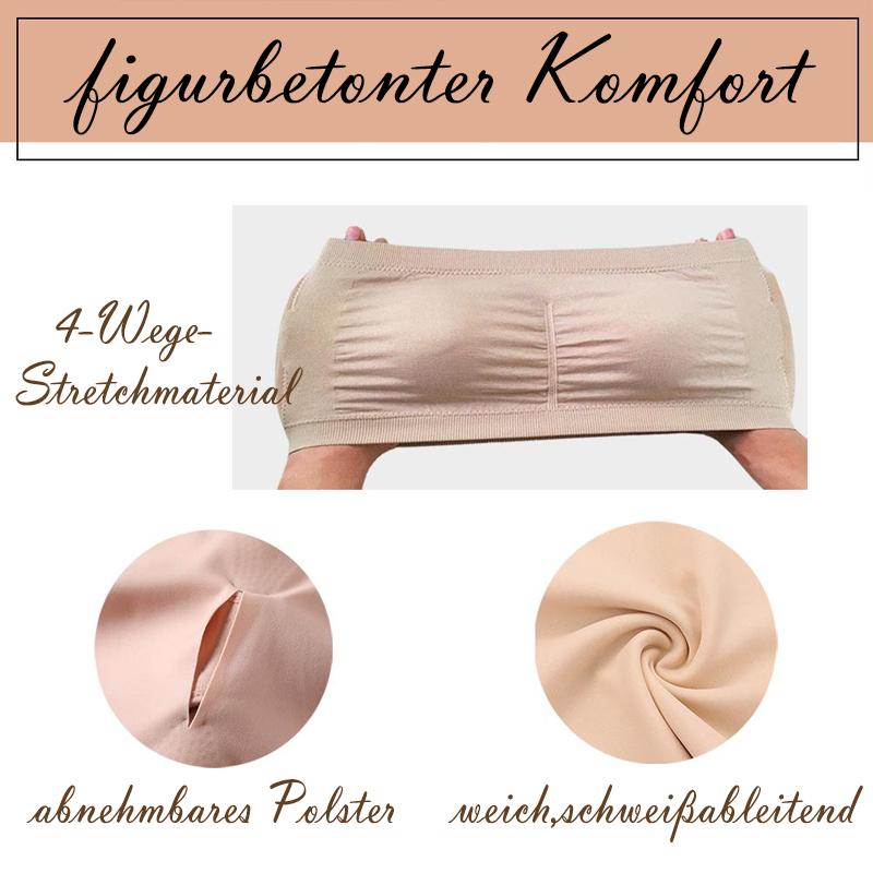 Trägerloser Bandeau-BH nahtlos &amp; rutschfest | Drahtlos, ultra dehnbar &amp; atmungsaktiv | Glättet Rücken/Seiten | Nylon