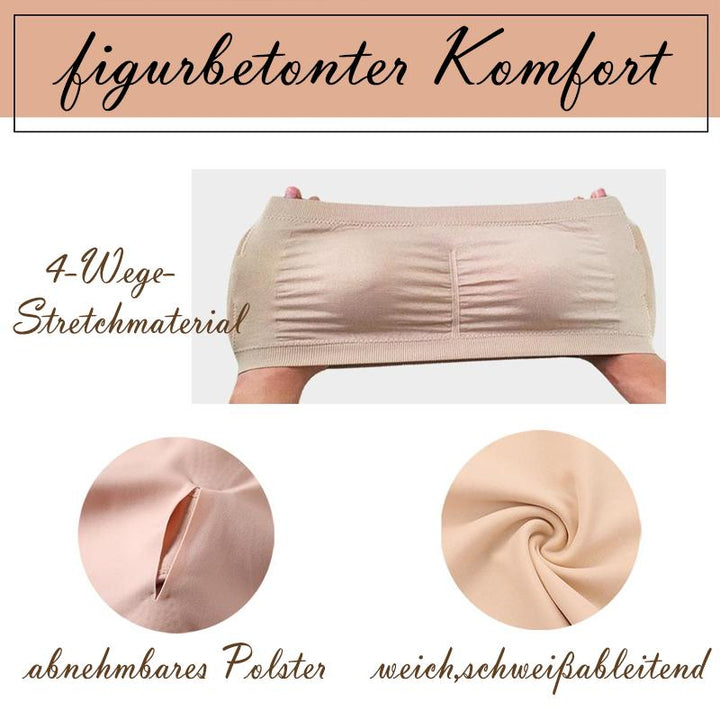 Trägerloser Bandeau-BH nahtlos &amp; rutschfest | Drahtlos, ultra dehnbar &amp; atmungsaktiv | Glättet Rücken/Seiten | Nylon