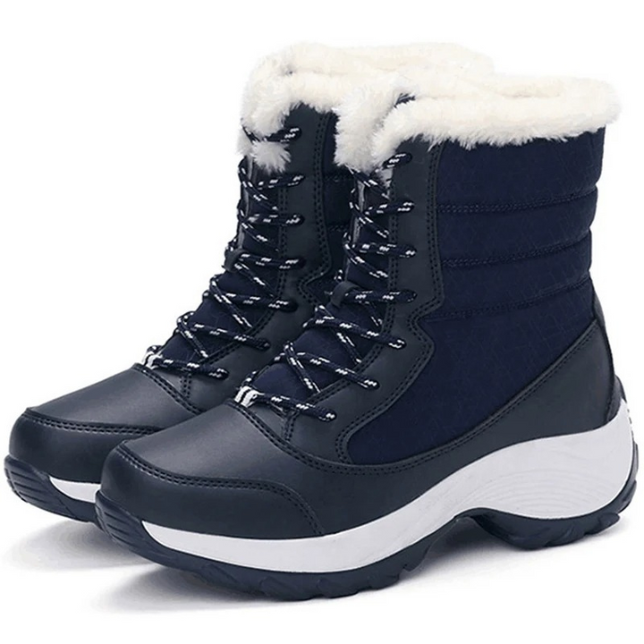Damen Winterstiefel wasserdicht und warm gefüttert | Schnürstiefel mit rutschfester Profilsohle für Schnee, Regen und kalte Tage