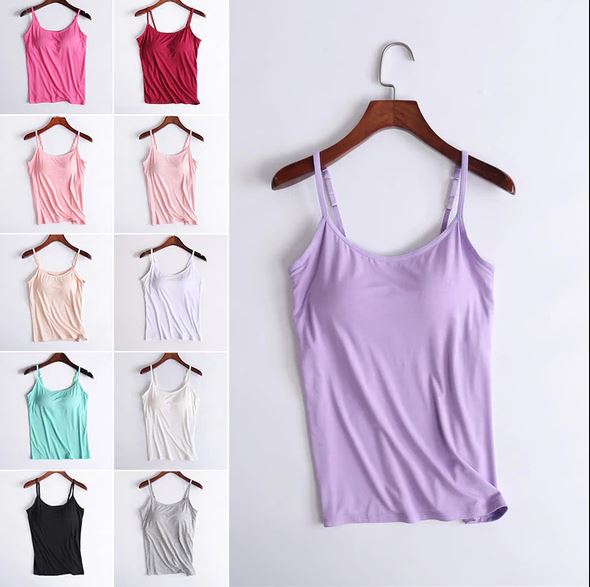 Tanktop mit integriertem BH für Damen | BH Top 2-in-1 mit Halt &amp; Komfort | Verstellbare Träger | BH-Komfort Shirt