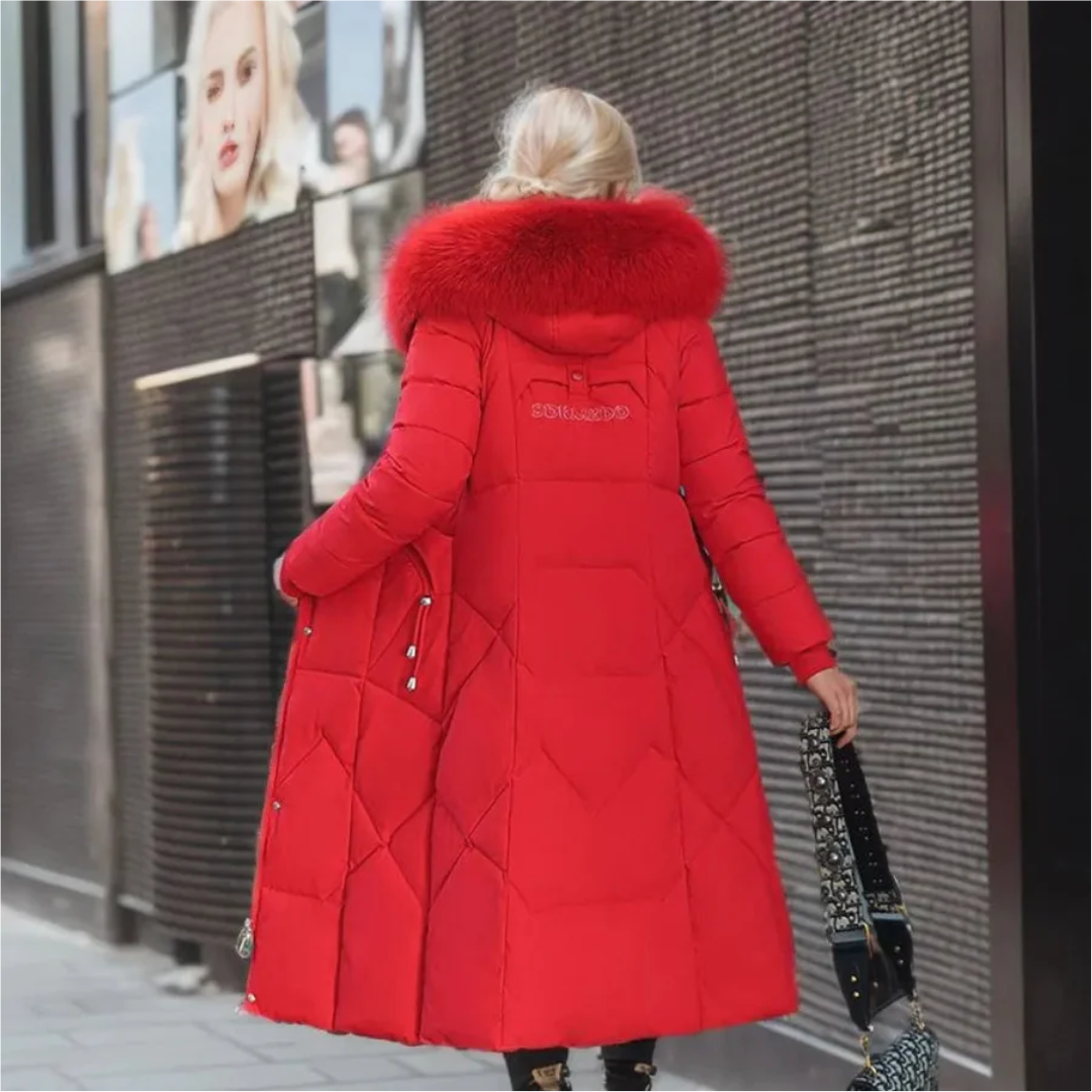 Damen Winterparka lang mit Kapuze | Warm gefütterte Parka Jacke mit verstellbarer Kapuze und großen Taschen für kalte Tage