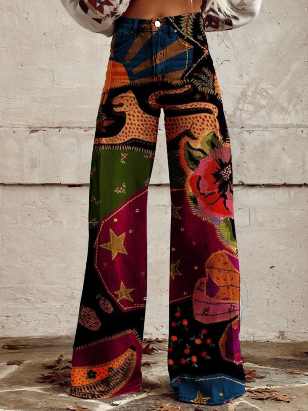 Damen Retro-Boho-Hosen | Weite Beine &amp; Vintage-Stil | Vielseitig &amp; Komfortabel