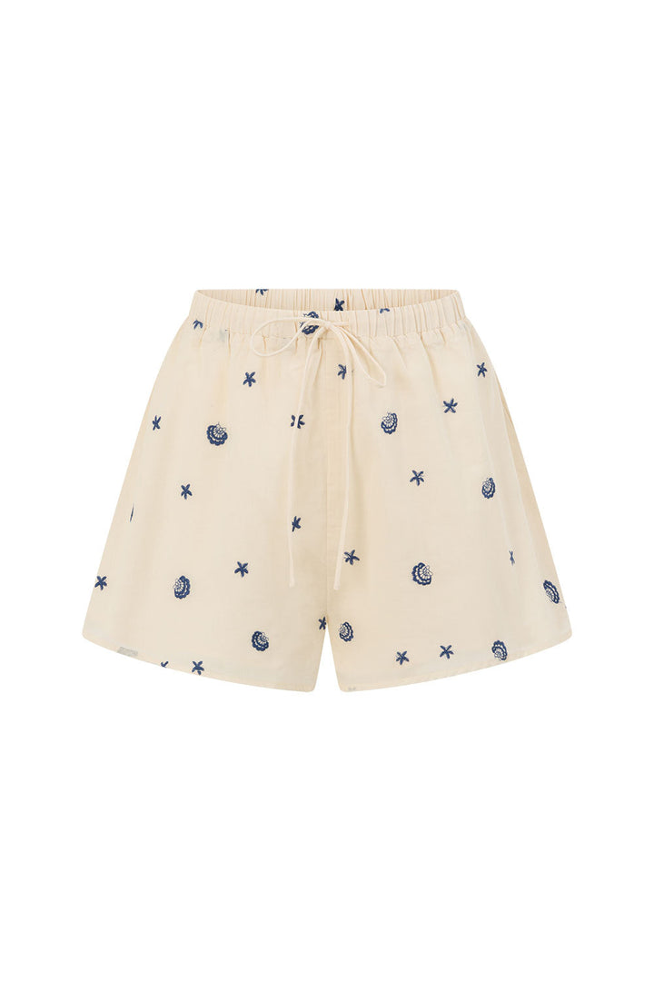 Damen Zweiteiler mit Stickerei | Cami Top &amp; Shorts | Luftiges Sommer-Set Coastal Charm