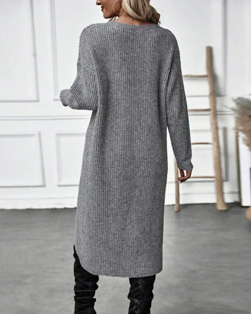 Emma | Luxuriöses Strickkleid mit Schlitz Damen Kleid