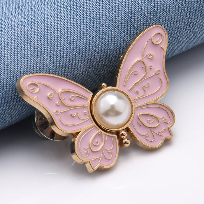 Clip per abbigliamento con design a farfalla per vita e fissaggio bottoni | Senza cuciture, chiusura resistente | Riutilizzabile e antiruggine | 4,1 cm | 7 colori