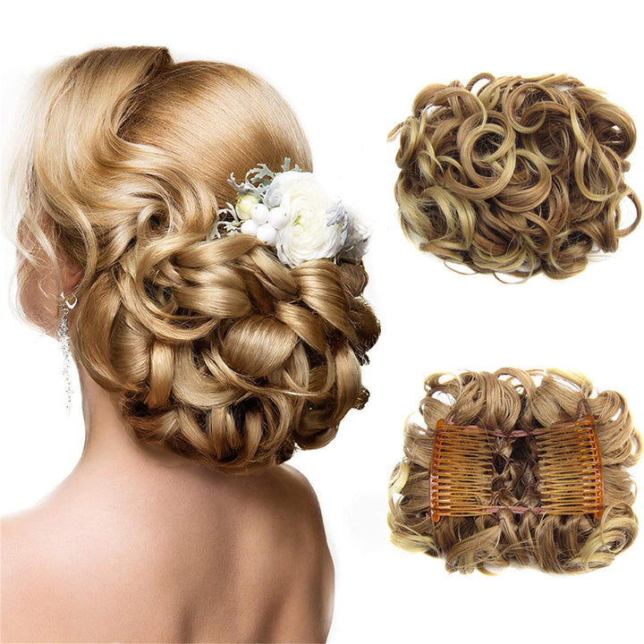 Göndör konty nagy hajrész | rendezetlen messy bun gumiszalaggal | azonnal több volumen másodpercek alatt | 2 darabos csomag