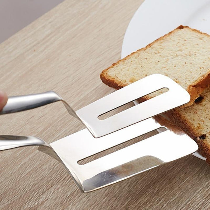 2-in-1 Grill- &amp; Küchenzange aus Edelstahl mit Pfannenwender | 304 Edelstahl | Wenden, Greifen &amp; Servieren mit nur einem Werkzeug | 26,2 cm