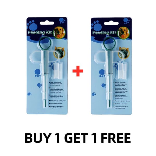 Medicine syringe for pets with soft silicone tip | 2 attachments for pills &amp; liquid | Stress-free administration