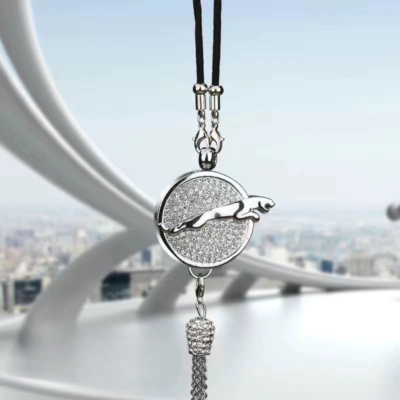 Ciondolo per specchietto retrovisore auto con cristallo | Lega di zinco e strass | Decorazione scintillante con ciondolo profumato, idea regalo