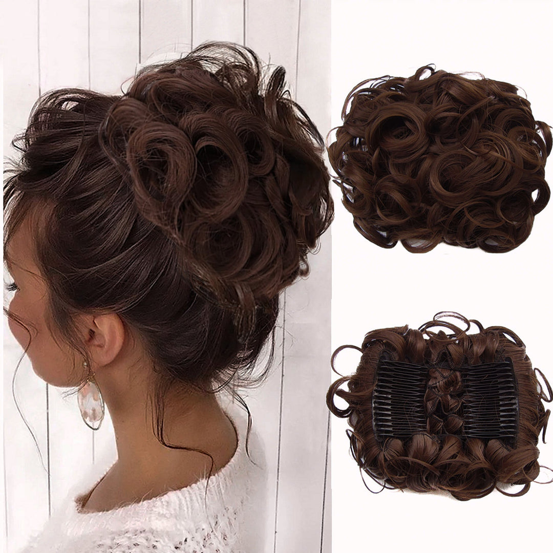 Göndör konty nagy hajrész | rendezetlen messy bun gumiszalaggal | azonnal több volumen másodpercek alatt | 2 darabos csomag