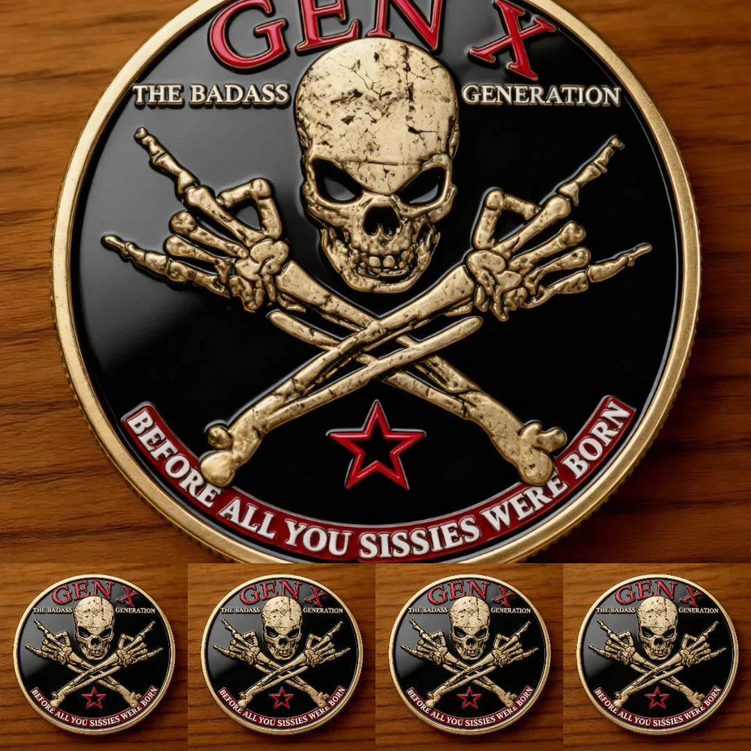 Gen X Sammlermünze mit 3D-Relief | Schwarz-Gold Design | Dekoratives Erinnerungsstück