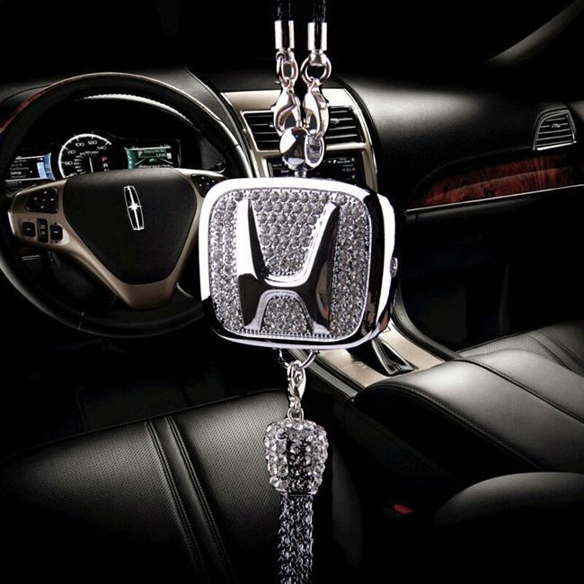 Ciondolo per specchietto retrovisore auto con cristallo | Lega di zinco e strass | Decorazione scintillante con ciondolo profumato, idea regalo