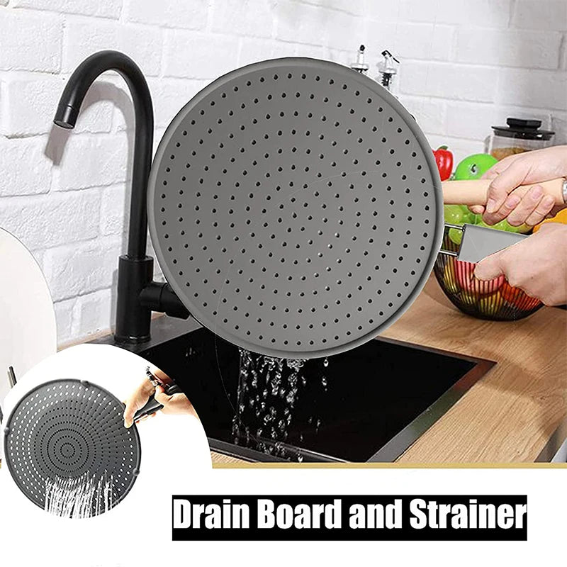 Spritzschutz für Pfannen | Hitzebeständiger Silikon-Deckel mit Edelstahlgriff für Töpfe und Pfannen bis 28 cm