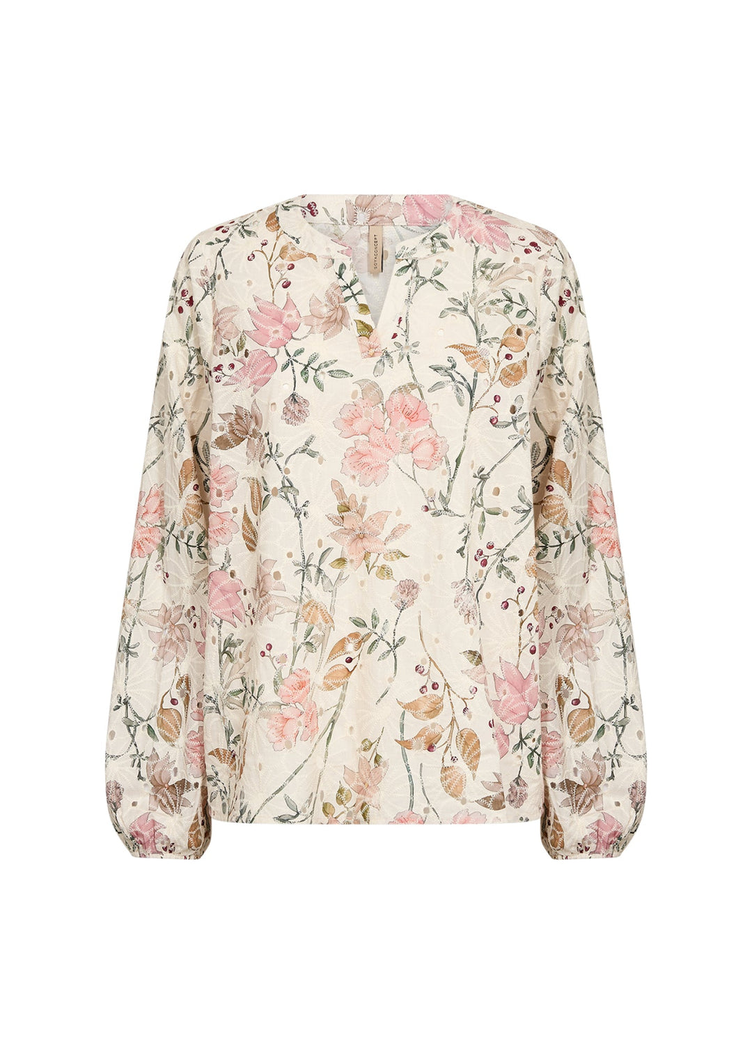 Damen Bluse | Bluse mit V-Ausschnitt, langen Ärmeln und floralem Muster