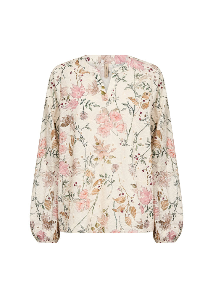 Damen Bluse | Bluse mit V-Ausschnitt, langen Ärmeln und floralem Muster