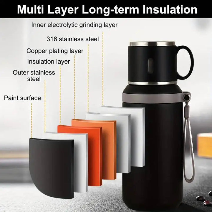 Thermobecher 600 ml | Auslaufsicherer Edelstahl-Thermobecher für Kaffee, Tee und kalte Getränke unterwegs