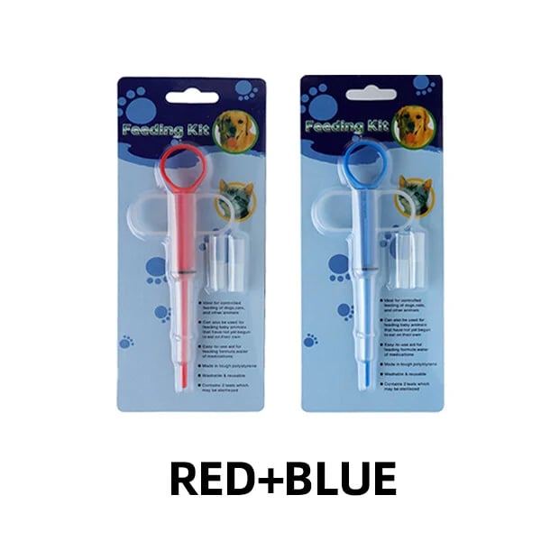 Medicine syringe for pets with soft silicone tip | 2 attachments for pills &amp; liquid | Stress-free administration
