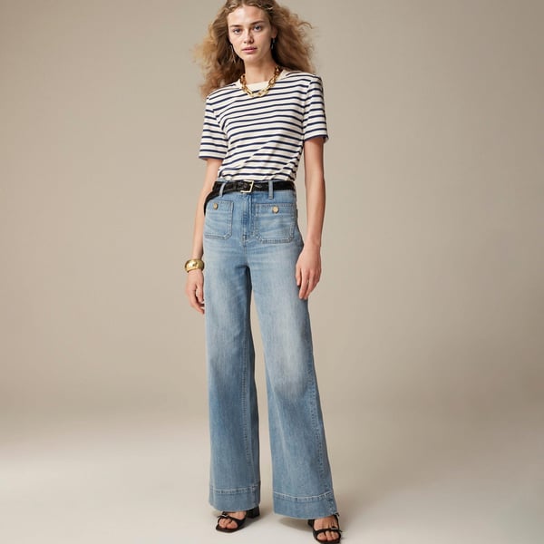 Damen High-Waist Schlaghose aus Stretch-Denim | Figurformend &amp; Beinverlängernd | Weites Bein in Petite, Regular &amp; Tall