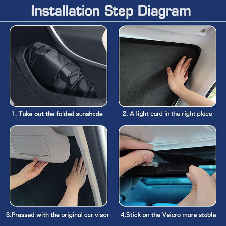 Pare-soleil de pare-brise auto taille moyenne | Protection UV et chaleur pour petites voitures | pliable avec sac | incl. housse de volant