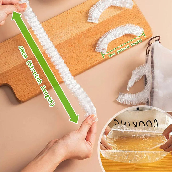 Frischhaltebeutel Set 100 Stück | Dehnbar bis 40 cm, BPA-frei | Wiederverwendbar &amp; reißfest | Für Schüsseln, Teller, Reste