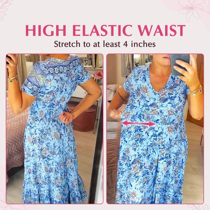 Schmeichelndes Sommerkleid aus Stretch-Baumwollmischung | V-Ausschnitt für feminine Linie | Bequem &amp; vielseitig | Größen XS–5XL