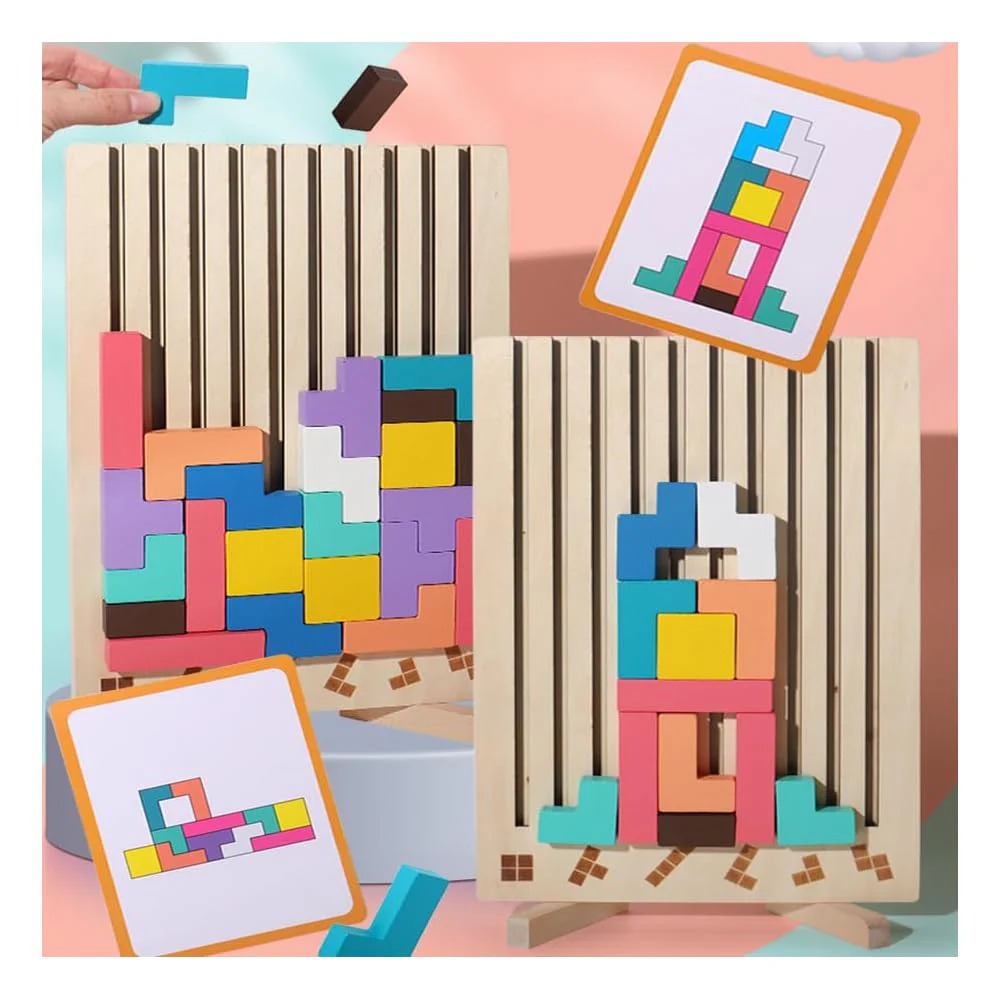 Holz-Stapelspiel für Kinder | Farbenfrohe Bausteine für Logik &amp; Konzentration | Fördert Feinmotorik, Geduld &amp; Kreativität