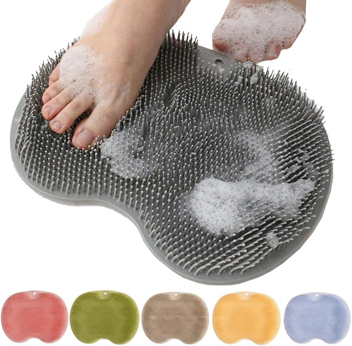 Silikon Fußreinigungsmatte mit Saugnäpfen | Massage- &amp; Fußpflegebürste für Dusche | Rutschfeste Reinigungsmatte