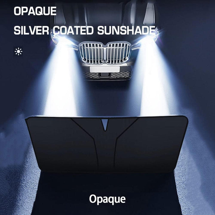 Pare-soleil de pare-brise auto taille moyenne | Protection UV et chaleur pour petites voitures | pliable avec sac | incl. housse de volant