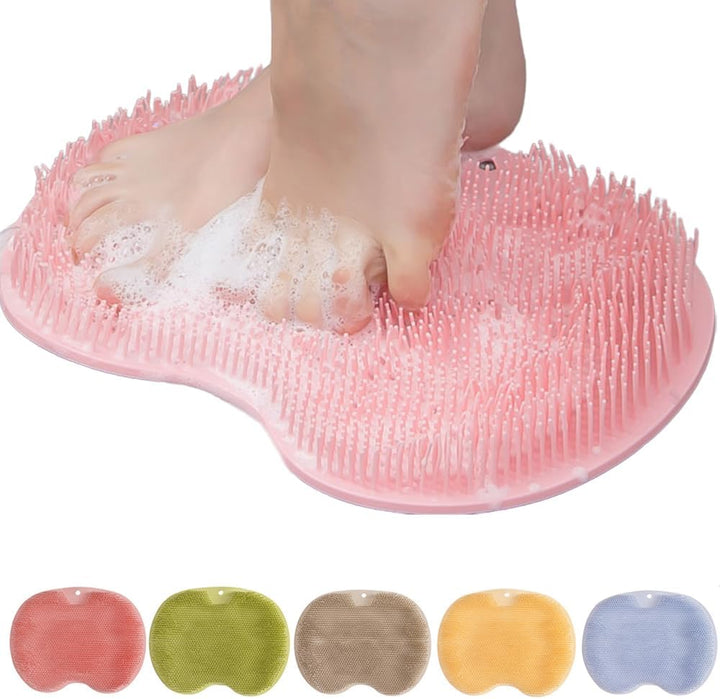 Silikon Fußreinigungsmatte mit Saugnäpfen | Massage- &amp; Fußpflegebürste für Dusche | Rutschfeste Reinigungsmatte
