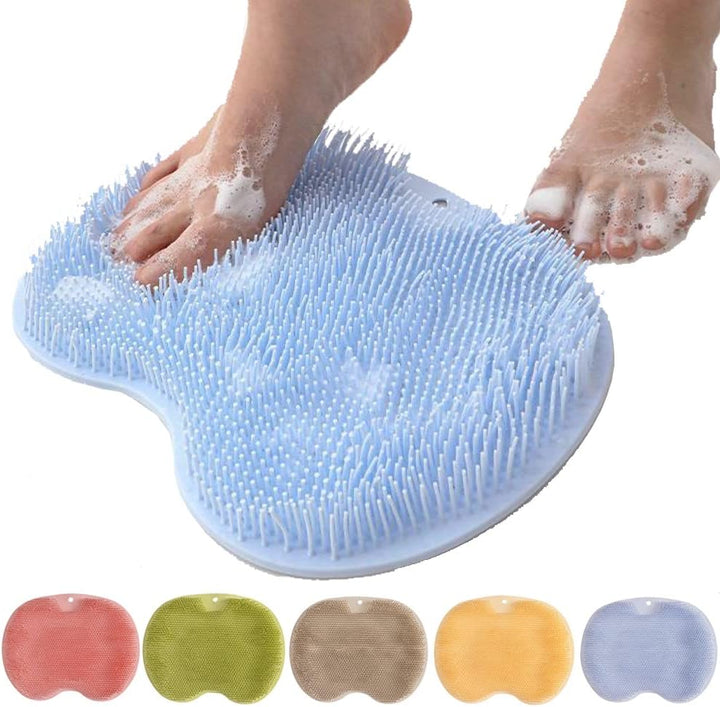 Silikon Fußreinigungsmatte mit Saugnäpfen | Massage- &amp; Fußpflegebürste für Dusche | Rutschfeste Reinigungsmatte