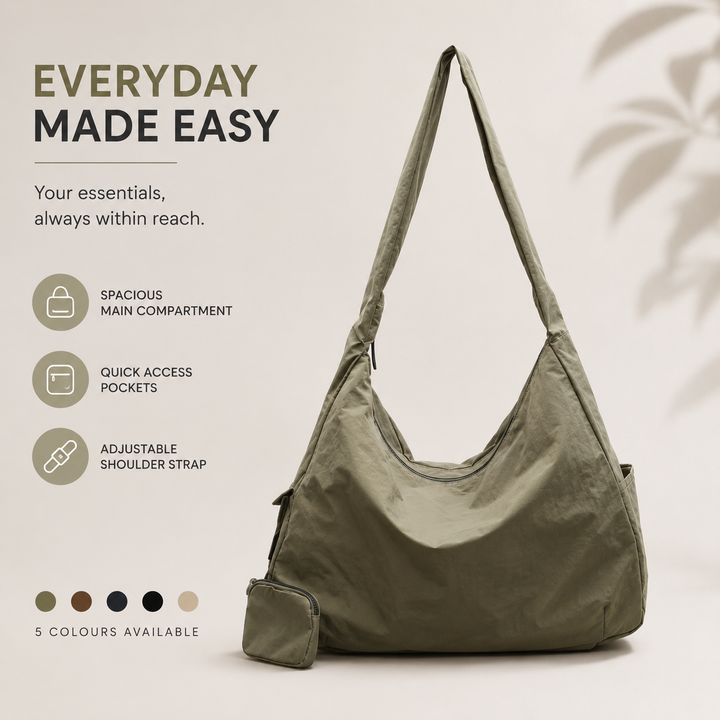 Damen Umhängetasche | Große Crossbody Tasche mit Reißverschluss und Außentasche