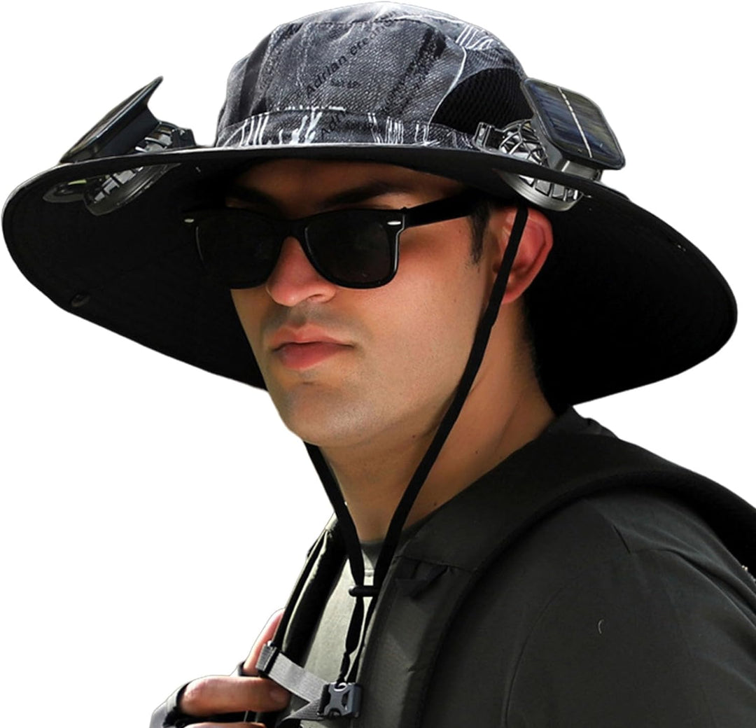 Solar Ventilator Hut mit USB-Ladefunktion | Verstellbare Sommerkappe für Outdoor &amp; Angeln | Unisex