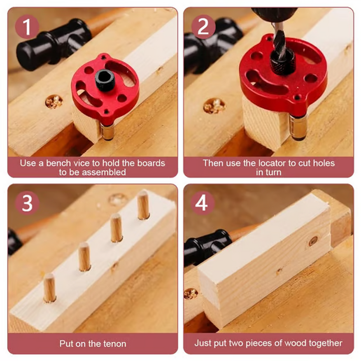 Präzisions-Bohrschablone aus Aluminium &amp; gehärtetem Stahl | Selbstzentrierende Bohrhilfe für Holzverbindungen | 6–10 mm