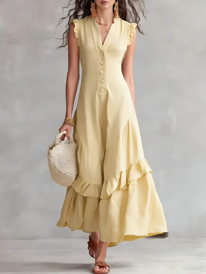 Ärmelloses Damen Maxikleid mit Plissee | Elegantes Kleid mit ausgestelltem Saum | Sommerkleid in Maxilänge
