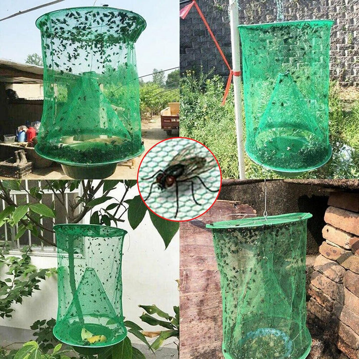 Fliegenfalle zum Aufhängen chemiefrei – TrapSavage 1+1 Set | fängt tausende Fliegen | für Küche, Garten, Stall &amp; Restaurant