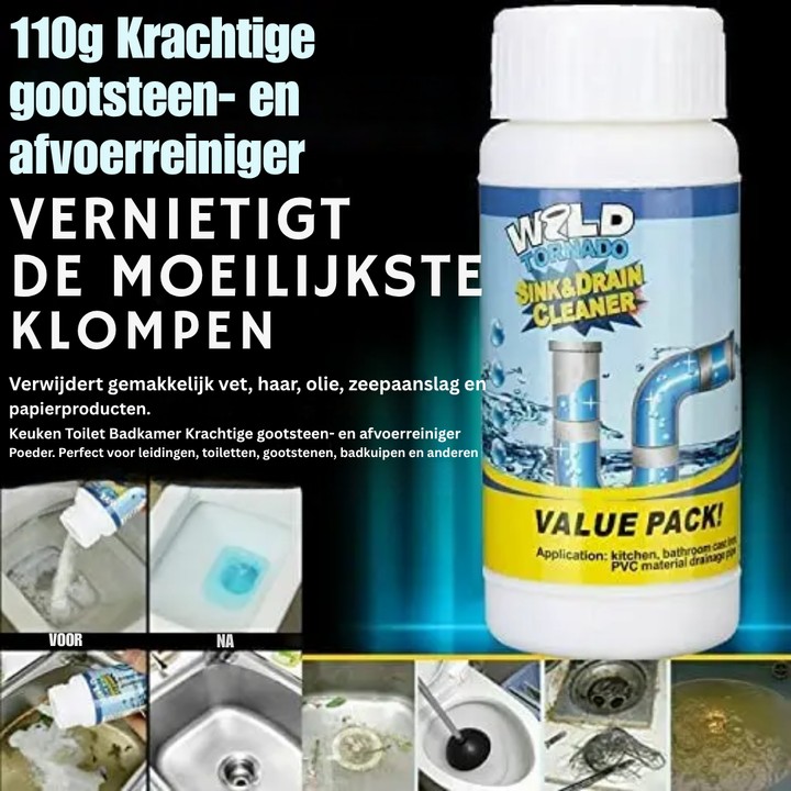 Drain Cleaner 110 g Against Clogs | Quickly Dissolves Hair, Grease &amp; Soap Residue | For Kitchen, Bathroom &amp; Shower, Easy to Use