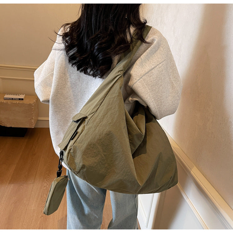 Damen Umhängetasche | Große Crossbody Tasche mit Reißverschluss und Außentasche