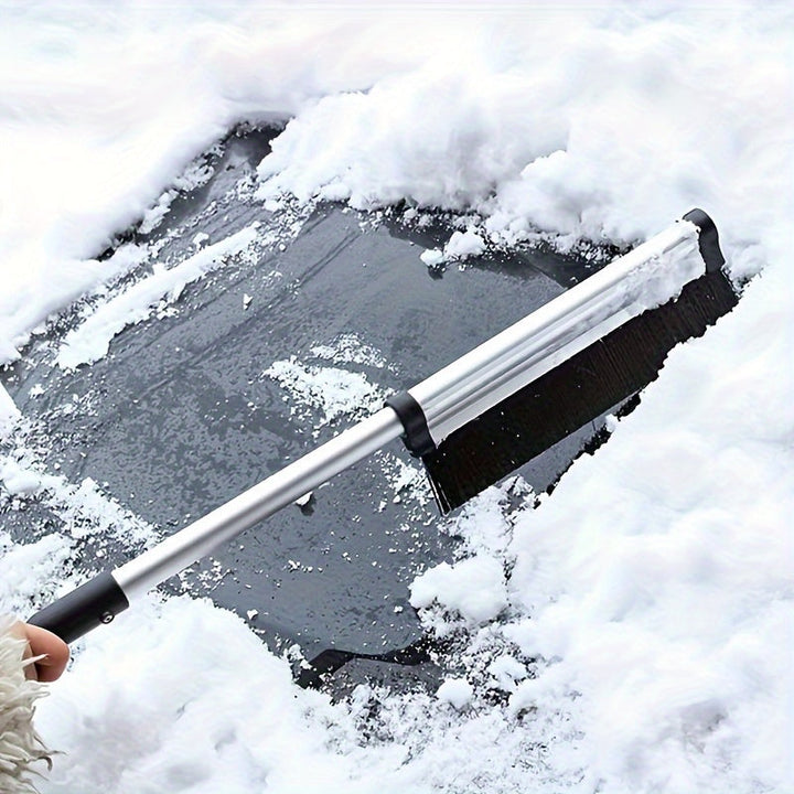 Ausziehbarer Auto-Schneebesen mit Eiskratzer | Teleskop-Schneebürste zur Entfernung von Schnee und Eis auf Fahrzeugscheiben