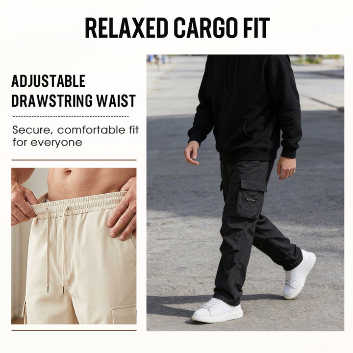 Herren Cargo Hose Stretch | Gerade Freizeithose mit Elastischem Bund &amp; Cargotaschen | Bequeme Alltagshose