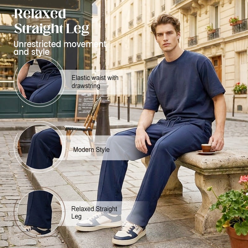 Herren Stretch-Hose mit geradem Bein | Atmungsaktive Freizeithose mit Relax-Fit, Kordelzug und Seitentaschen