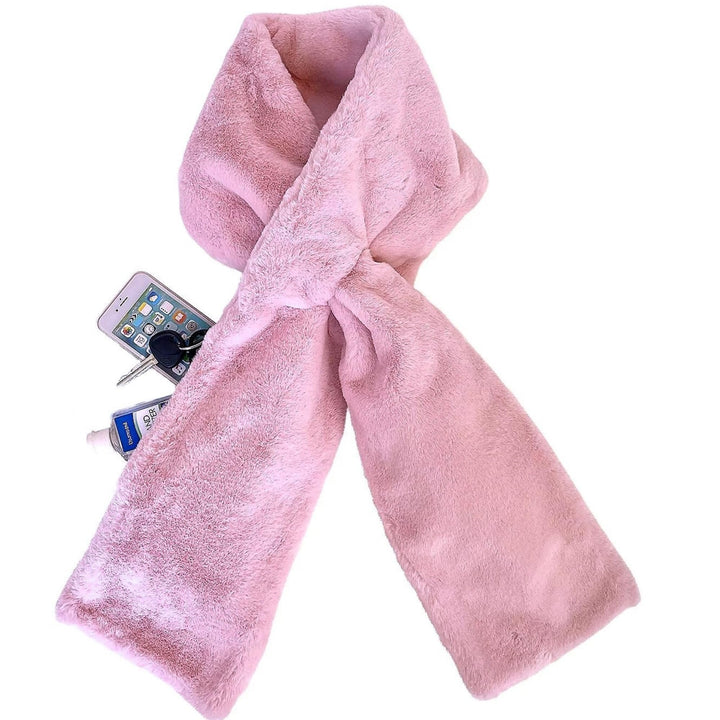 Damen Schal aus Kunstfell mit Verstecktem Reißverschlussfach | Warmer Loop-Schal mit Durchzieh-Design | Stilvoll &amp; Praktisch für Alltag und Reisen
