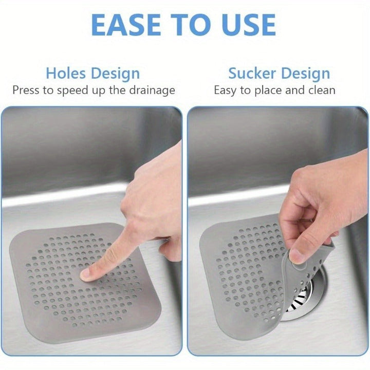 Abflusssieb | Silikon-Haarfänger mit Saugnäpfen für Dusche und Waschbecken im 4er-Set
