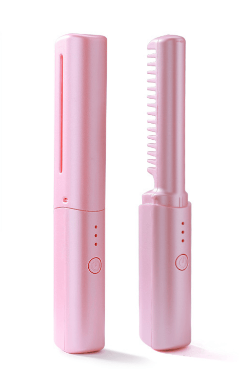 Kabelloser Mini-Glättkamm | Haarglättungsbürste mit Keramikbeschichtung, 3 Temperaturstufen und 4000-mAh-Akku