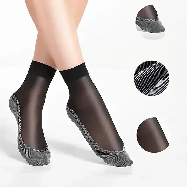 5+5 Gratis | Damen Anti-Rutsch Socken | Atmungsaktiv &amp; Verstärkte Zehen | Unsichtbare No-Show Passform für Sommer