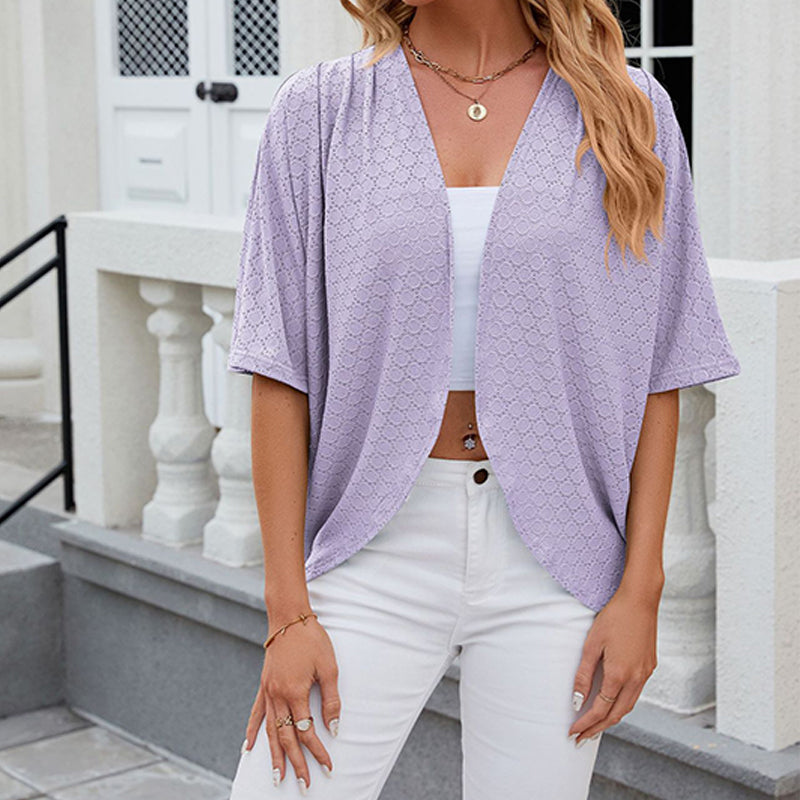 Damen Cardigan mit 3/4-Ärmeln | Leichter offener Strick-Cardigan | Weiche Übergangsjacke für Frühling, Sommer &amp; Herbst