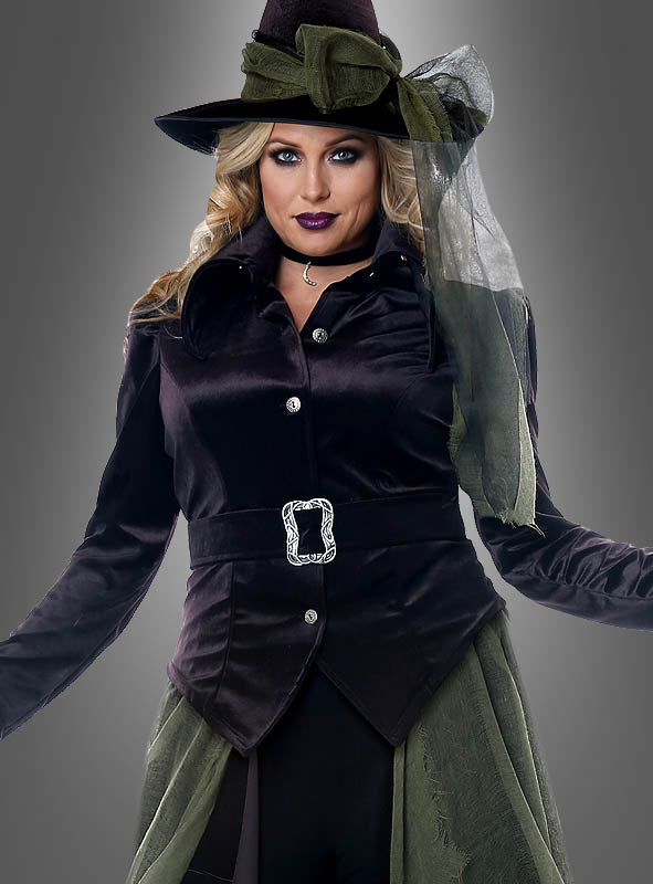 Hexenkostüm Damen XXL | Wandelkostüm mit Samtjacke, Cape oder Überrock und Hexenhut für Halloween und Walpurgisnacht