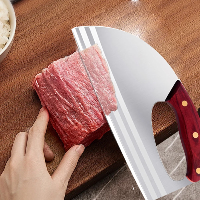 Küchenmesser aus Edelstahl mit ergonomischem Griff | Präzisionsmesser für Fleisch, Gemüse &amp; Kräuter | Rutschfester Holzgriff