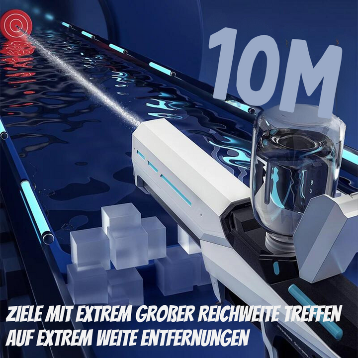 Elektrische Wasserpistole 1 L Tank | Automatisches Sprühen ohne Pumpen | 8–10 m Reichweite | Akku, 43 cm, ABS
