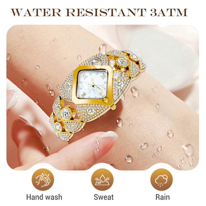 Orologio vintage da donna con quadrante in pietra naturale | Quarzo preciso ±15 sec/mese | Resistente agli schizzi | Argento/oro