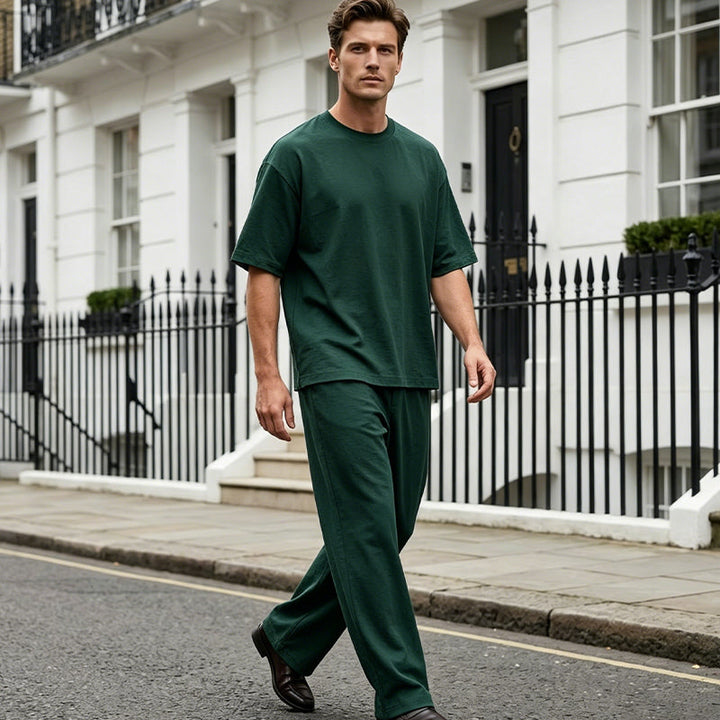 Damen Zweiteiler mit Oversize-Shirt | Freizeit-Set mit weiter Hose | Bequemes Lounge-Set für Alltag, Reisen &amp; Freizeit